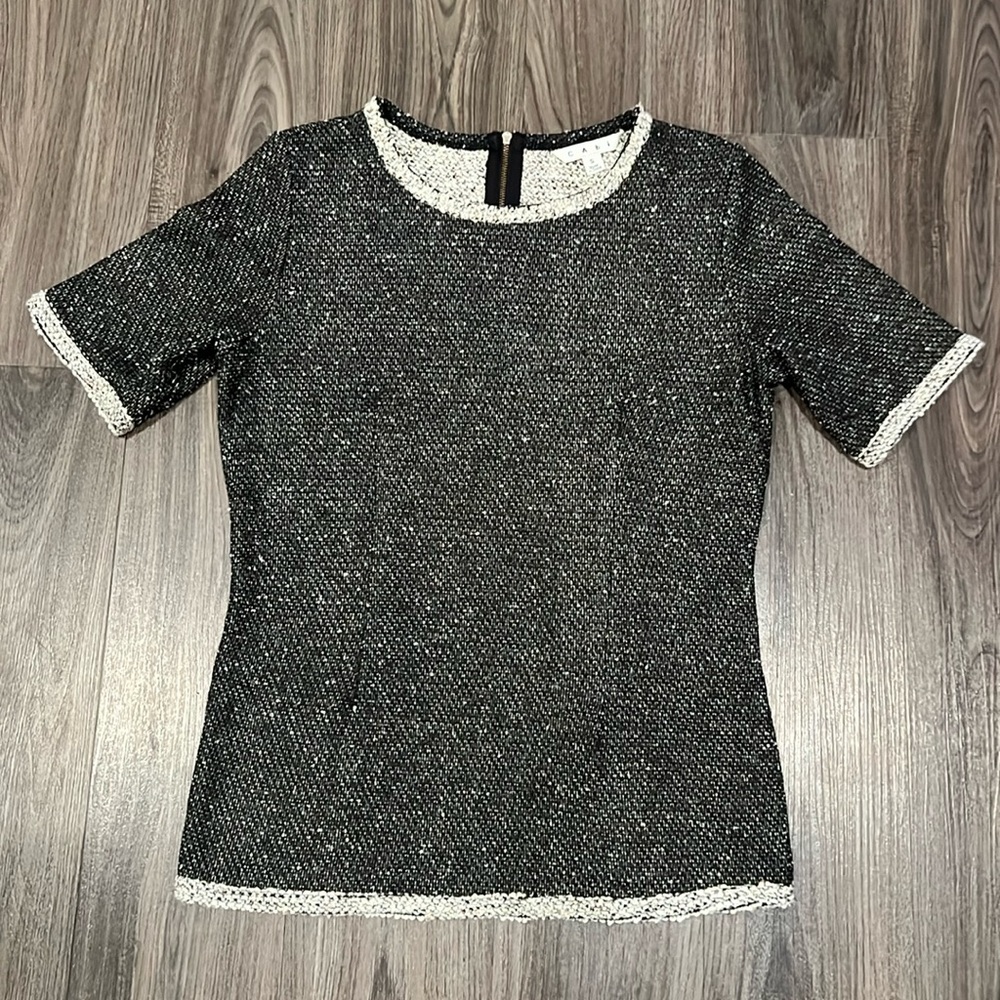 CAbi COCO Shell Terry Boucle Tweed Sweater Size Small